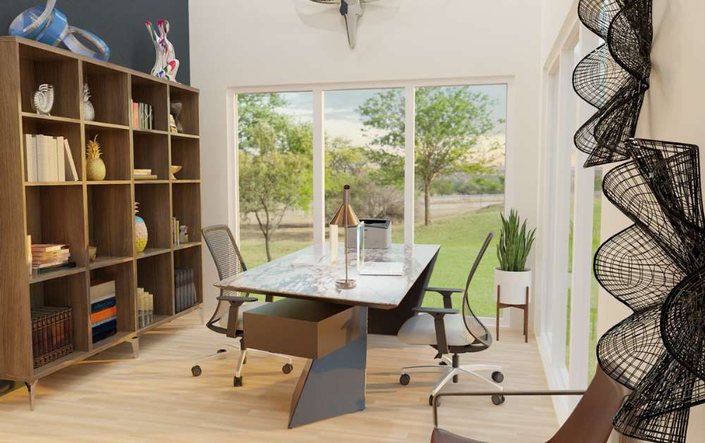 In-home Texas office designed by Will Joffroy and decorated with stunning furniture from Copenhagen Imports