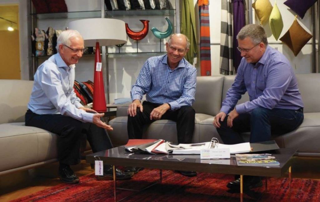 Members of the Hansen family in a Copenhagen store