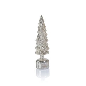 Large LED Rotating Silver Pine Tree